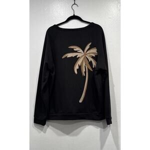 Onia Black Dave Raglan Palm Tree Graphic Sweatshirt Mens Size XL